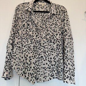 Cloth & Stone for Anthropologie Leopard Button-Down Blouse – Size PM